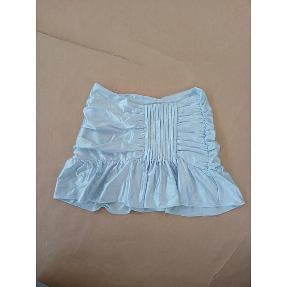 I.AM.GIA Circe Micro Mini Skirt XXS Ice Blue Ruched Low Rise Soft Girl Coquette - Picture 1 of 7